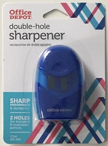 Office Depot Double-Hole Standard and Oversized Manual Pencil Sharpener (Blue) - Picture 1 of 3