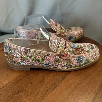 Betsey Johnson Aron Floral Bejeweled Loafers Slip-on Flats Shoes Women's Size 9 - Image 1 of 4