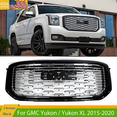 For GMC Yukon / Yukon XL 2015-2020 Black Frame Chrome Mesh Grille Denali Style Foto 1 de 4