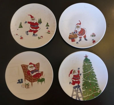 Juego de 4 Platos Umbral Melamina Aperitivo Santa Navidad 6 5/8" (¡Dos Juegos!) Foto 1 de 2