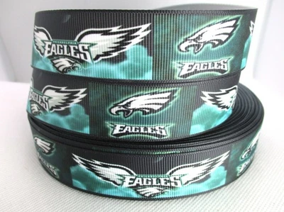 Philadelphia Eagles Football 7/8" Grosgrain Ribbon YOUR CHOICE 5/10 Yards (Wing) - Image 1 of 3
