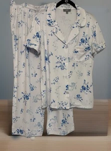 Pigiama Loft Sleep 2pz Set M Maglia Morbida Modal Bottoni Completo Elastico Capri Nuovo con etichette - Foto 1 di 5