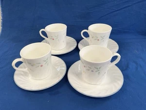 Corning/Corelle 4 ENGLISH MEADOW Swirl Enhancements Mugs 3 1/2” And Saucers - Picture 1 of 5