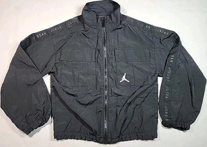 Nike Air Jordan Big Kids Girls' Jumpman Woven Taping Light Jacket Black Size M - Picture 1 of 21