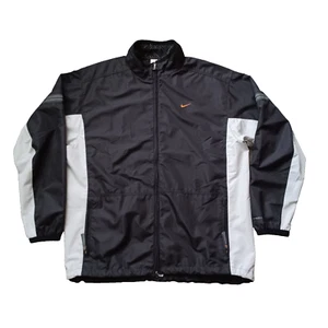 Vtg Nike Windbreaker Track Jacket Mens XL Black Full Zip Swoosh Embroidered Logo - Picture 1 of 17