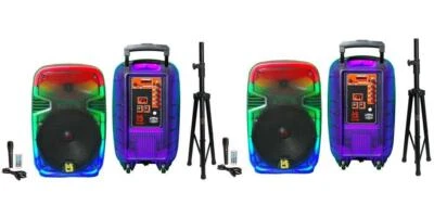 2 MR DJ PL15FLAME 15" Alto-falante Bluetooth Translúcido Portátil + Suporte de Alto-falante - Imagem 1 de 4