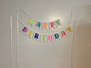 Happy Birthday Banner, Retro, Neon Bright Colors Party Banner Bunting - Bild 1 von 4