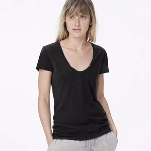 NWT JAMES PERSE Sz2(M) HIGH GAUGE DEEP CAP SLEEVE JERSEY TEE BLACK $95 - Picture 1 of 4