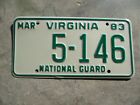 Virginia 1983 National Guard license plate #   5 - 146
