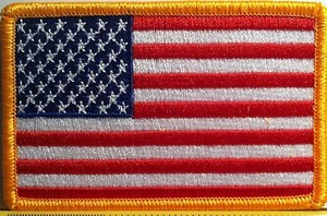 American Flag Embroidered Patch Iron-On Gold Border USA US United States America - Picture 1 of 1