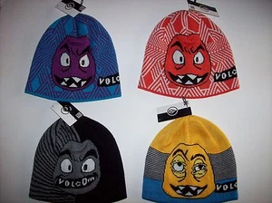 Volcom Hat Knit Face Beanie Unisex Kids Purple Orange Yellow Gray New - Picture 1 of 6