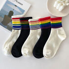 LGBT Striped Fashion Korean Streetwear Women Rainbow Socks Warm Funny'URUK。qo