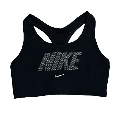 Nike Swoosh Sports Bra Womens Small Metallic Racerback Black DV6601-010 - Image 1 of 4