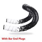 Road Bike Bicycle Handlebar Tape Grip Bar Padded Bar Soft Leather With End-Plugs