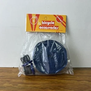 BICYCLE HANDLEBAR TAPE & PLUGS SOLID BLUE FITS MURRAY SCHWINN OTHERS VINTAGE NOS - Picture 1 of 8