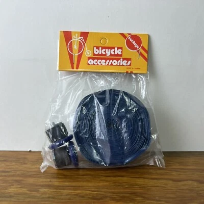 BICYCLE HANDLEBAR TAPE & PLUGS SOLID BLUE FITS MURRAY SCHWINN OTHERS VINTAGE NOS - Image 1 of 4