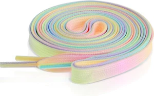 Ouligay 2 Pairs Colorful Rainbow Shoelaces - 47 Inch Long, 8Mm Wide Flat Shoe La - Picture 1 of 12