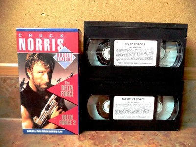 CHUCK NORRIS DBL FEATURE, DELTA FORCE 1 & 2 (VHS 1995) Chuck Norris, Lee Marvin - Image 1 of 4