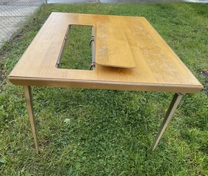 VINTAGE SINGER FOLDING SEWING MACHINE TABLE 32" CARD TABLE for 301 - Picture 1 of 21