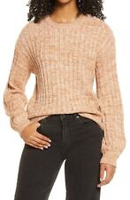 BlankNYC Women's Heather Ribbed Crew Neck In Toffee Small MSRP $78