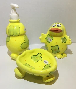 GANZ Ceramics by Pati ¡RARA! Juego de baño pintado a mano firmado nuevo HALLAZGO ÁTICO - Imagen 1 de 8