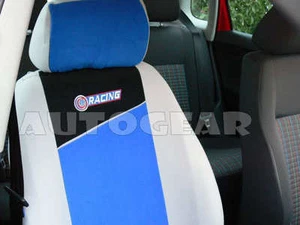 Ct Racing Blue Grey Black Sports & Suede Look Car Front Rear Seat Cover Set +FOC - Picture 1 of 4