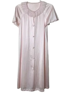 VTG Vanity Fair Women's Robe PTE Petite Pink Ruffled Lace Neckline Feminine - Picture 1 of 7