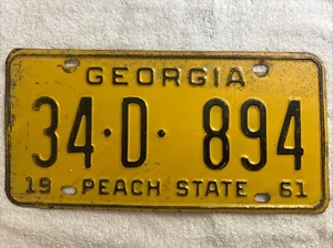 Oldtimer 1961 Georgia Nummernschild 34-D-894 - Bild 1 von 2