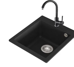 Einbau Granitspüle Gurari SQS 100 -601 AW +5523-601 Messingarmatur - Bild 1 von 6