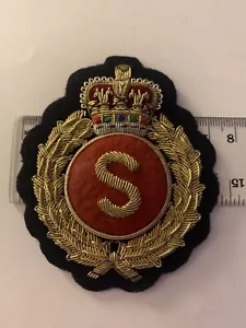 Queens Crown S Initial Letter Bullion Wire Embroidered Badge - Picture 1 of 1