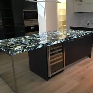 Blue Agate Island Slab Agate Stone Kitchen & Bar Counter Top Slab Interior Deco - Picture 1 of 8