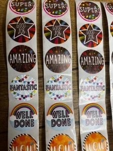 40 Well Done mini stickers labels, school, exam congratulations, good job, - Picture 1 of 4