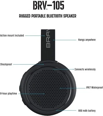 NEW- Braven 105 Wireless Bluetooth Speaker HD Waterproof Rugged 8Hr Play Time - Image 1 of 4