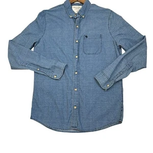 Camisa Abercrombie & Fitch Músculo Abotonada Para Hombres M Azul Micro Rayas LS Clásica - Imagen 1 de 7