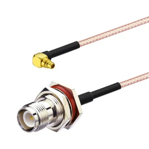 RP TNC female bulkhead to MMCX male angle RF pigtail coaxial cable RG316 20cm 8" - Picture 1 of 5