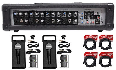 Rockville RPM45 1800w Powered 4-Channel Mixer Pro Mixing Amplifier, FX, Phantom - Image 1 of 4