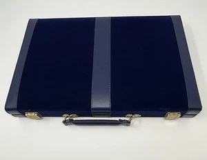 Vintage Cambor Backgammon Blue Velvet With Blue & White Chips EUC - Picture 1 of 12