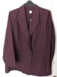 Giacca tuta donna doppiopetto blazer XXL marrone foderato - Foto 1 di 10