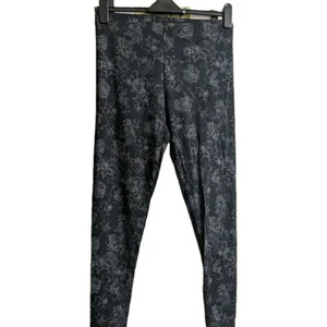 M&S Flower Design Black Elasticated Leggings 14 Long (Marks & Spencer) - Picture 1 of 3