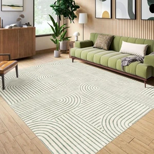 Alfombra 6x9 - Grande Moderna Abstracta Lavable Antideslizante Verde Salvia Resistente a Manchas... - Imagen 1 de 8