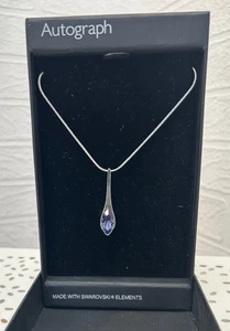Marks and Spencer Autogramm lila Swarovski Elements Anhänger 16" Halskette neu - Bild 1 von 6