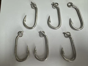 6 Pcs Stainless Steel Crude Fishing Hooks Big Game Fish Tuna Circle Bait Hooks - Picture 1 of 3