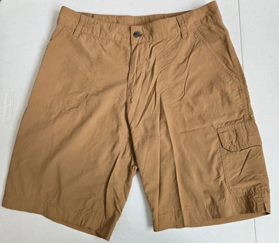 Bermuda cargo feminina Columbia tamanho 8/10L náilon bronzeada cintura ajustável caminhada - Imagem 1 de 4