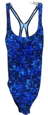 Speedo Mujer Talla 16 Negro Púrpura Estampado Aqua Ultraback Completamente Forrado Foto 1 de 4