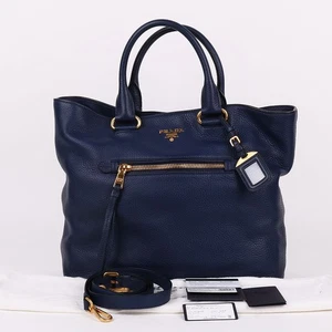 Prada Navy Vitello Large Tote and Shoulder Bag BN2754 139582222 - Picture 1 of 12