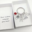 Fireman Firewoman Keyring Gift, Fire Safety, Personalised Initial / Birthstone