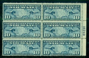 Mappa US #C7 10¢, targa n. Blocco di 6, og, NH, VF, Scott $47,50 - Foto 1 di 1