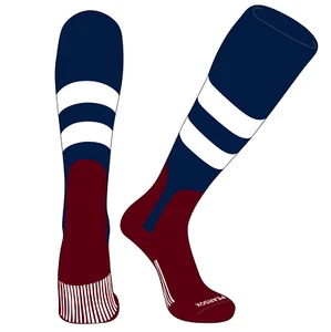 OTC Baseball Softball Stirrup Socks (D, 7in) Navy, White, Navy, Cardinal - Picture 1 of 3
