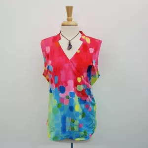 Womens Sleeveless Tie Dye Tank Top Plus Size 2XL V-Neck Summer Casual NWT - Picture 1 of 13