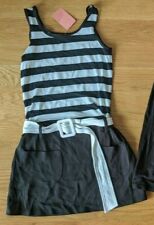 NWT SISTER SAM Black White Stripe Mod Dress Sz 12 14